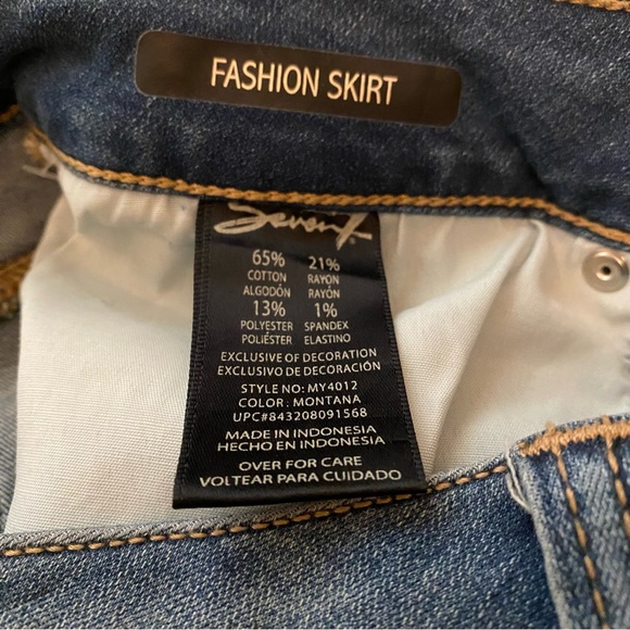 Seven7 Denim Skirt Embroidered Raw Hem Skirt - Picture 4 of 13